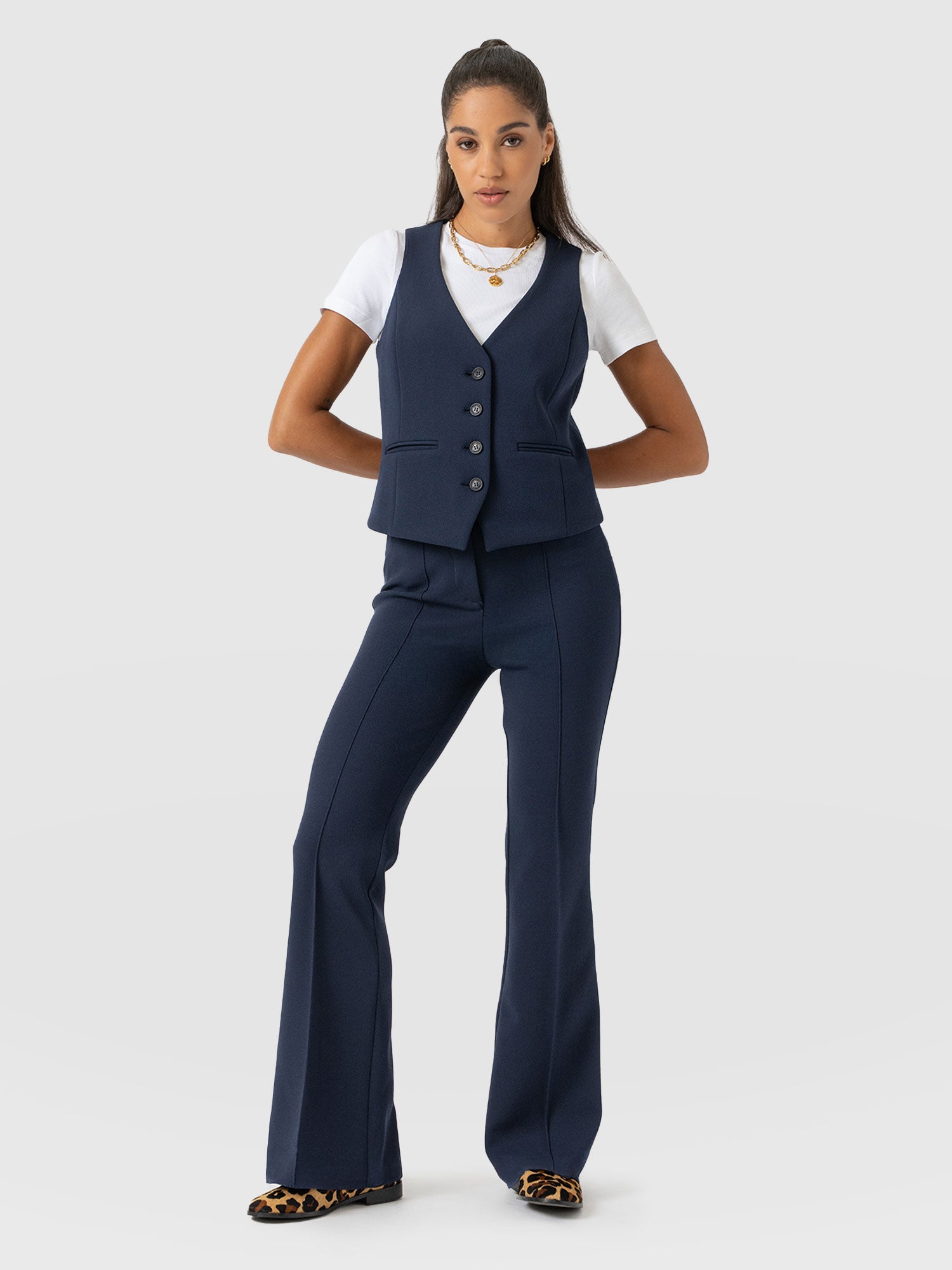Freya Flared Pants - Navy - Women's Pants | Saint + Sofia USA